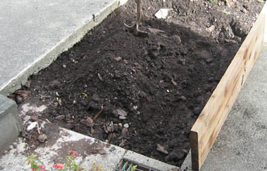 Fill the raised garden bed with the perfect soil mix